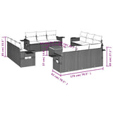 13 Piece Garden Sofa Set with Cushions Grey Poly Rattan - Side View
