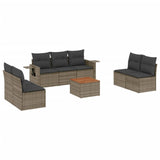 8 Piece Garden Sofa Set with Cushions Grey Poly Rattan - Front View