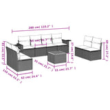 9 Piece Garden Sofa Set with Cushions Grey Poly Rattan