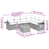 7 Piece Garden Sofa Set with Cushions Black Poly Rattan