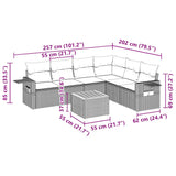 7 Piece Garden Sofa Set with Cushions Black Poly Rattan - Side View