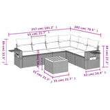 7 Piece Garden Sofa Set with Cushions Mix Beige Poly Rattan - Side View