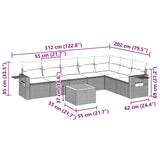 8 Piece Garden Sofa Set with Cushions Black Poly Rattan