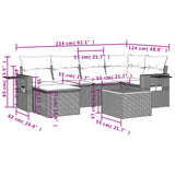 7 Piece Garden Sofa Set with Cushions Grey Poly Rattan - Side View