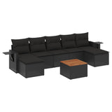 8 Piece Garden Sofa Set with Cushions Black Poly Rattan - Front View