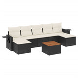 8 Piece Garden Sofa Set with Cushions Black Poly Rattan - Front View