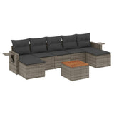 8 Piece Garden Sofa Set with Cushions Grey Poly Rattan - Front View