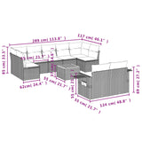 10 Piece Garden Sofa Set with Cushions Black Poly Rattan - Side View