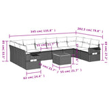 11 Piece Garden Sofa Set with Cushions Mix Beige Poly Rattan - Side View