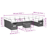 11 Piece Garden Sofa Set with Cushions Grey Poly Rattan - Side View