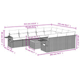 11 Piece Garden Sofa Set with Cushions Black Poly Rattan - Side View