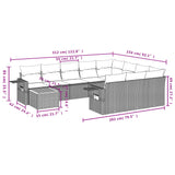 11 Piece Garden Sofa Set with Cushions Grey Poly Rattan - Side View