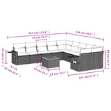11 Piece Garden Sofa Set with Cushions Black Poly Rattan - Side View