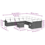 11 Piece Garden Sofa Set with Cushions Grey Poly Rattan - Side View