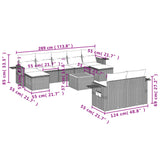 10 Piece Garden Sofa Set with Cushions Black Poly Rattan - Side View