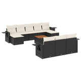 11 Piece Garden Sofa Set with Cushions Black Poly Rattan - Front View