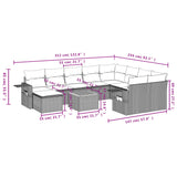 11 Piece Garden Sofa Set with Cushions Black Poly Rattan - Side View