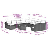 12 Piece Garden Sofa Set with Cushions Black Poly Rattan - Side View