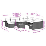 12 Piece Garden Sofa Set with Cushions Grey Poly Rattan - Side View