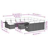 13 Piece Garden Sofa Set with Cushions Black Poly Rattan - Side View