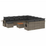 13 Piece Garden Sofa Set with Cushions Grey Poly Rattan