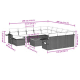 13 Piece Garden Sofa Set with Cushions Grey Poly Rattan - Side View