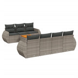 8 Piece Garden Sofa Set with Cushions Grey Poly Rattan - Front View