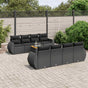 9 Piece Garden Sofa Set with Cushions Black Poly Rattan