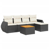 6 Piece Garden Sofa Set with Cushions Black Poly Rattan