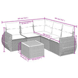 6 Piece Garden Sofa Set with Cushions Black Poly Rattan - Side View