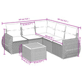 6 Piece Garden Sofa Set with Cushions Grey Poly Rattan - Side View