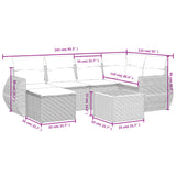 7 Piece Garden Sofa Set with Cushions Black Poly Rattan - Side View