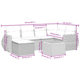 7 Piece Garden Sofa Set with Cushions Grey Poly Rattan