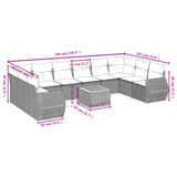11 Piece Garden Sofa Set with Cushions Beige Poly Rattan - Side View