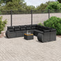 11 Piece Garden Sofa Set with Cushions Black Poly Rattan