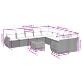 11 Piece Garden Sofa Set with Cushions Grey Poly Rattan - Side View