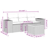 4 Piece Garden Sofa Set with Cushions Black Poly Rattan