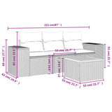 4 Piece Garden Sofa Set with Cushions Black Poly Rattan - Side View
