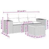 4 Piece Garden Sofa Set with Cushions Black Poly Rattan