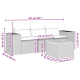4 Piece Garden Sofa Set with Cushions Black Poly Rattan - Side View