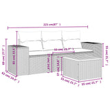 4 Piece Garden Sofa Set with Cushions Grey Poly Rattan - Side View