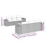 7 Piece Garden Sofa Set with Cushions Black Poly Rattan - Side View