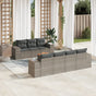 8 Piece Garden Sofa Set with Cushions Grey Poly Rattan