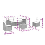 6 Piece Garden Sofa Set with Cushions Black Poly Rattan