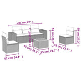 6 Piece Garden Sofa Set with Cushions Grey Poly Rattan - Side View