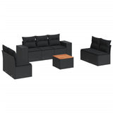 8 Piece Garden Sofa Set with Cushions Black Poly Rattan