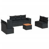 8 Piece Garden Sofa Set with Cushions Black Poly Rattan - Front View