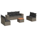 8 Piece Garden Sofa Set with Cushions Grey Poly Rattan - Front View