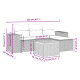 5 Piece Garden Sofa Set with Cushions Black Poly Rattan