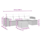 6 Piece Garden Sofa Set with Cushions Black Poly Rattan